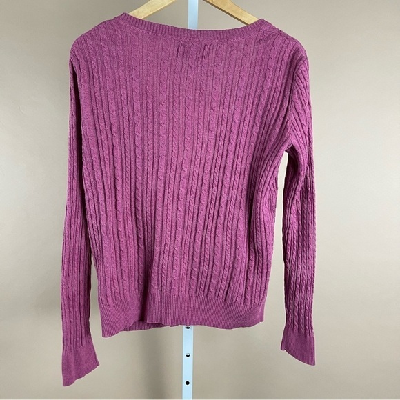 Sonoma Medium Vintage Grandma Cardigan Cotton Ribbed Cable Knit Pink Grannycore - Picture 4 of 8